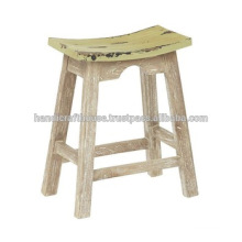 Distressed Solid Wood Small Stool